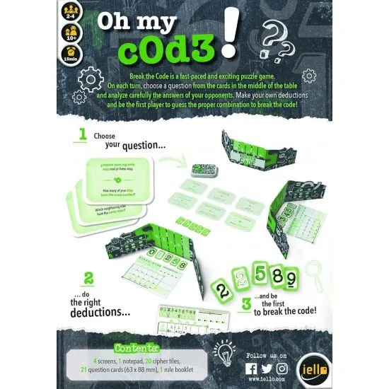 Colourful number tiles arranged behind a player shield with question cards on the table