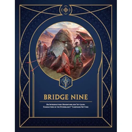 The front cover of the Cosmere Roleplaying Game Bridge Nine adventure book showcasing a dramatic landscape of deep rocky chasms