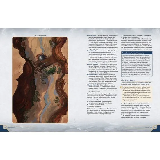 The front cover of the Cosmere Roleplaying Game Bridge Nine adventure book showcasing a dramatic landscape of deep rocky chasms