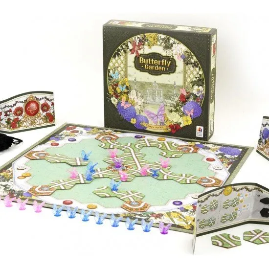 A collection of cards featuring detailed illustrations of various butterflies in a garden setting