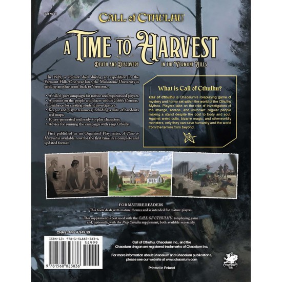 Call of Cthulhu 7th Edition RPG: A Time to Harvest: Death and Discovery in the Vermont Hills