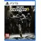 A PlayStation 5 game case depicting a modern tactical soldier in full combat gear standing amidst the smoky, war-torn ruins of a metropolitan city street