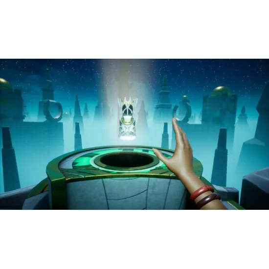 A PlayStation 5 game case showing a professor and a female student looking at a glowing ancient artifact inside a dark university library filled with shadows