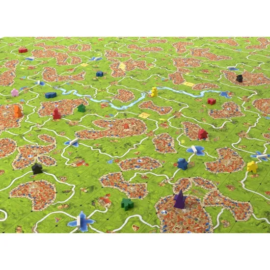 Carcassonne Big Box 2025 board game box featuring classic medieval landscape tile artwork with all expansions included