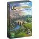 Carcassonne Castles & Bridges Expansion box showing bridge pieces connecting roads and meeple farmers near a barn
