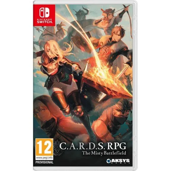 C.A.R.D.S. RPG The Misty Battlefield Nintendo Switch box art showing strategic RPG units and card battle interface