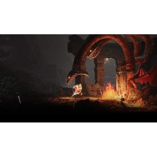 Castle of Heart Retold Nintendo Switch case showing the warrior battling mythological beasts