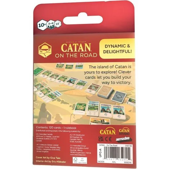 Catan: On the Road card game box on a flat surface