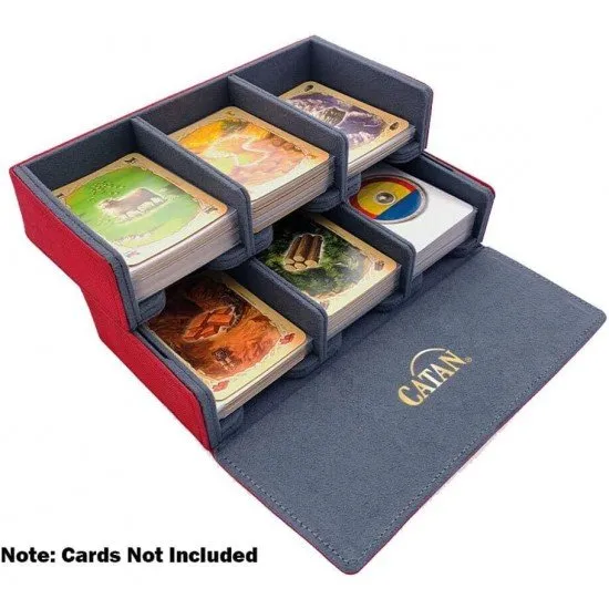 Gamegenic CATAN Trading Post premium card tray and storage box closed showing compact convertible design