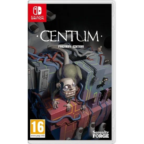 Centum Premium Edition video game cover art showing a stylized, enigmatic scene related to the prisoner protagonist and the unreliable narrator (Switch)