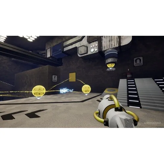 ChromaGun 2: Dye Hard game cover showing the first-person view of the color-based puzzle-solving gameplay