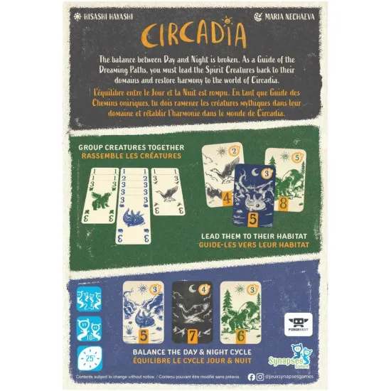 Circadia card game box artwork, 2-5 players, ages 10+