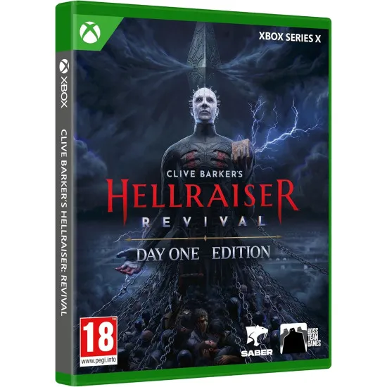 An Xbox Series X game case showing Aidan raising a metallic puzzle box against a horde of advancing flesh-searing cultists in a dimly lit chamber