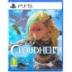 A PlayStation 5 game case showing a vibrant fantasy world with a giant flying turtle carrying a bustling workshop on its shell through sunlit clouds