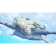 A PlayStation 5 game case showing a vibrant fantasy world with a giant flying turtle carrying a bustling workshop on its shell through sunlit clouds