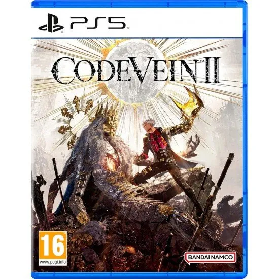Code Vein II PS5 box art showing the Revenant Hunter protagonist and the girl Lou with time manipulation powers in a grim, post-apocalyptic setting