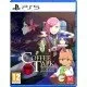 A PlayStation 5 game case depicting a cozy neon lit coffee shop interior during a rainy night in Tokyo where a barista serves glowing hot mugs to diverse humans and mythical creature clients