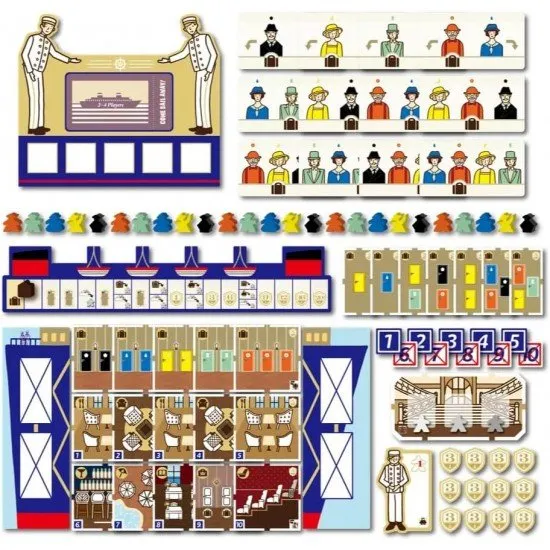 Come Sail Away! board game box featuring brightly illustrated luxury cruise ship artwork