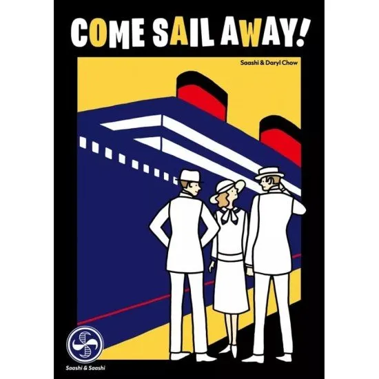 Come Sail Away! board game box featuring brightly illustrated luxury cruise ship artwork