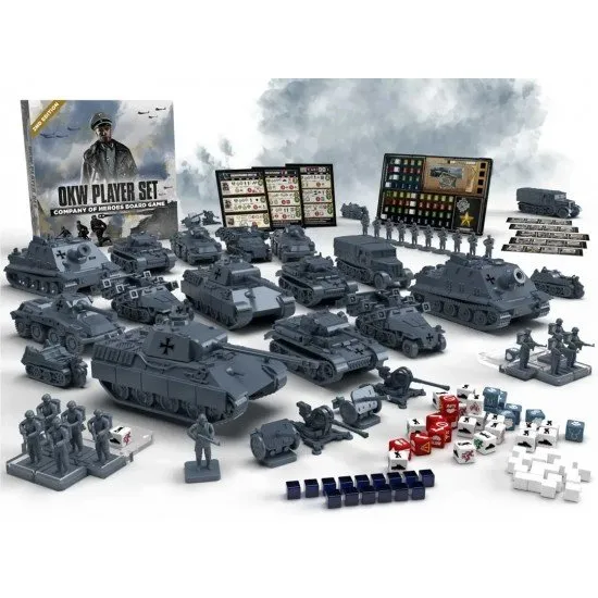 Company of Heroes Board Game OKW Player Set box showing grey German heavy tanks and elite infantry