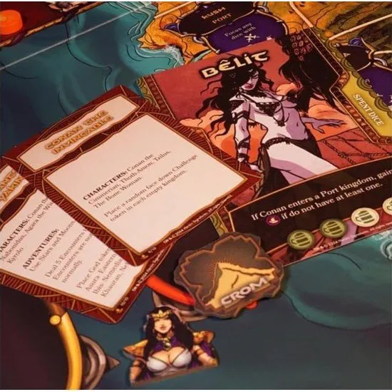 The Adventures of Conan expansion box featuring Queen Belit and the Nemedian Chronicles artwork