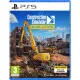 A premium collector's edition box set displaying heavy industrial yellow machinery digging at a modern metropolitan construction site next to exclusive diecast toy vehicles