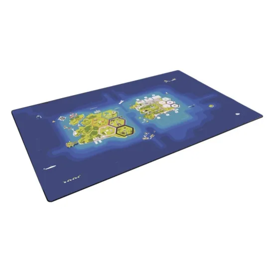 Container board game playmat flat lay showing full neoprene surface designed for Container economic strategy game setup