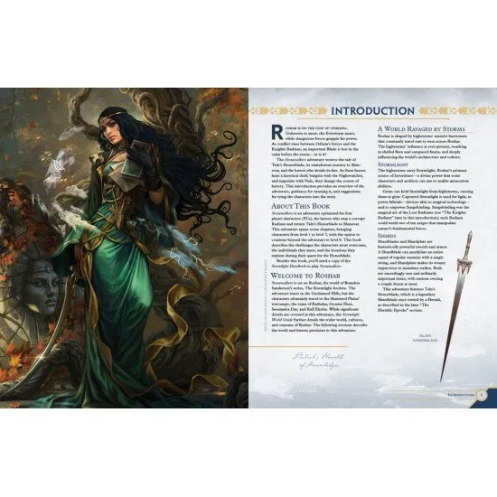 Cosmere RPG Stonewalkers adventure book cover depicting heroes in a storm-swept landscape on Roshar