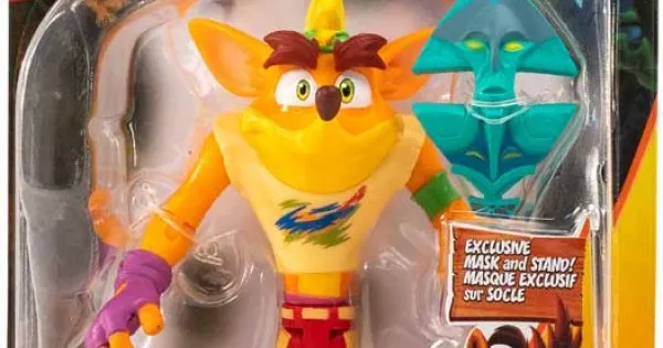 BANDAI Action Figure Crash Bandicoot 11 Cm - Con Maschera Aku Aku E Supporto, Giocattolo Da Collezione Per Videogioco