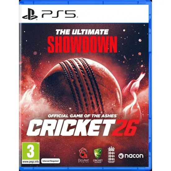 Cricket 26 The Official Game of The Ashes PS5 Maximum Entertainment Cricket 26 PS5 game box art showing official Ashes branding and action from a cricket match