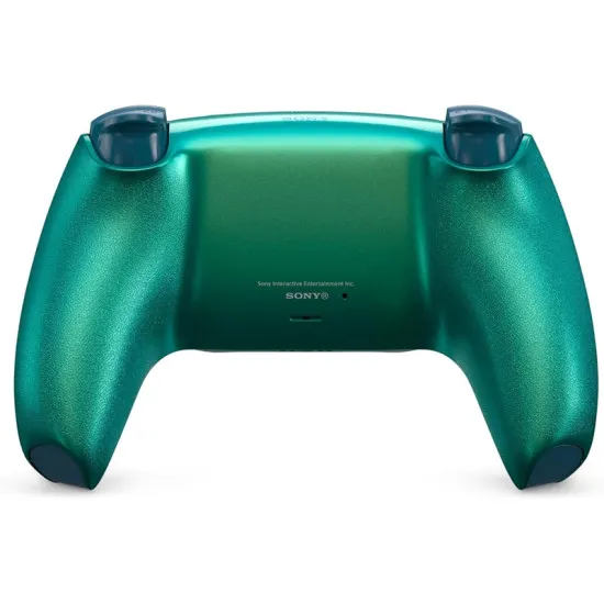 PS5 DualSense Wireless Controller Chroma Teal iridescent colour-shifting green edition front view showing shimmer effect