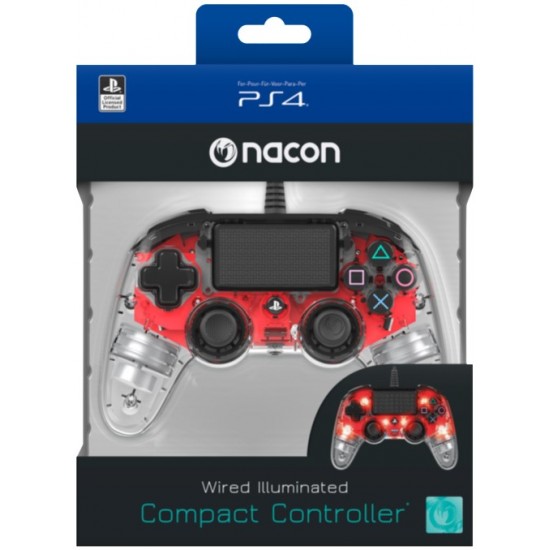 PS4 Nacon Illuminated Compact Controller - Red