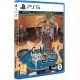 A PlayStation 5 game case showcasing classic 32-bit tactical interfaces with vibrant card illustrations of dragons, knights, and wizards overlaid on a grid map
