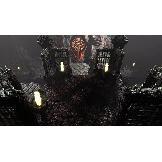 Dark Atlas: Infernum PS5 box art showing a dark, atmospheric horror scene with a mysterious figure and eerie environments