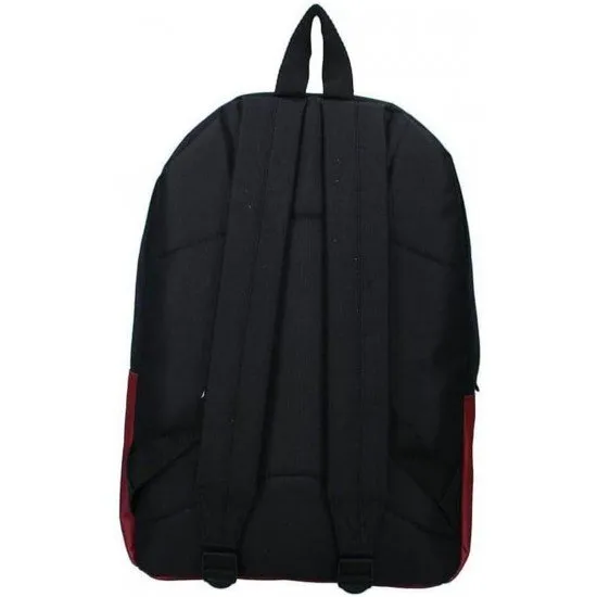 Deadpool Encore Time backpack showing the Mercenary with a Mouth's iconic red and black color scheme and dynamic graphic design