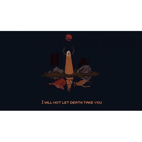 Death Howl PS5 game box featuring Ro the hunter and eerie spirits in a dark pixel-art world