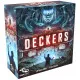 Deckers board game box featuring dystopian cyberpunk hacking artwork with SMC network and decker character design