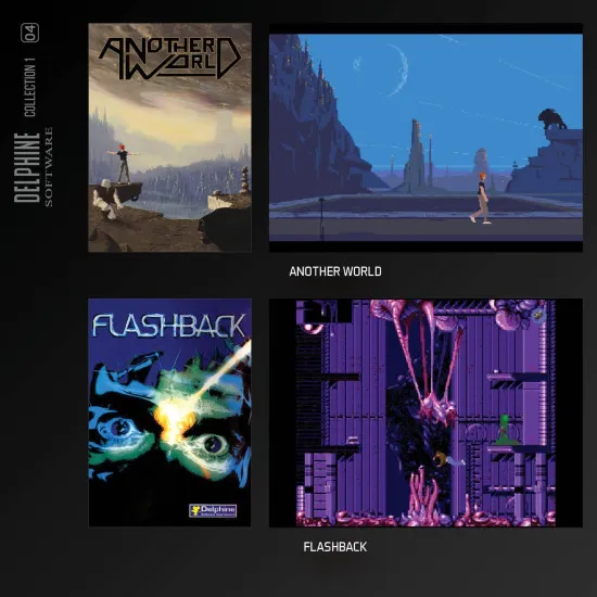 Delphine Software Collection 1 Evercade cartridge in collectable physical case featuring Another World and Flashback retro artwork
