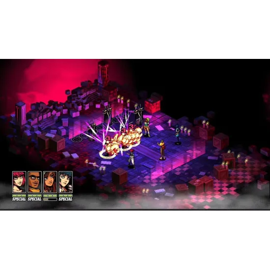 Nintendo Switch game case for Demonschool featuring Faye and her misfit university companions surrounded by demonic creatures