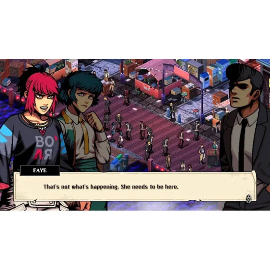 Nintendo Switch game case for Demonschool featuring Faye and her misfit university companions surrounded by demonic creatures