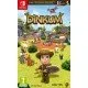Dinkum Day-1 Edition Nintendo Switch game cover art showing a character in the Australian outback setting with farm animals and a town in the background