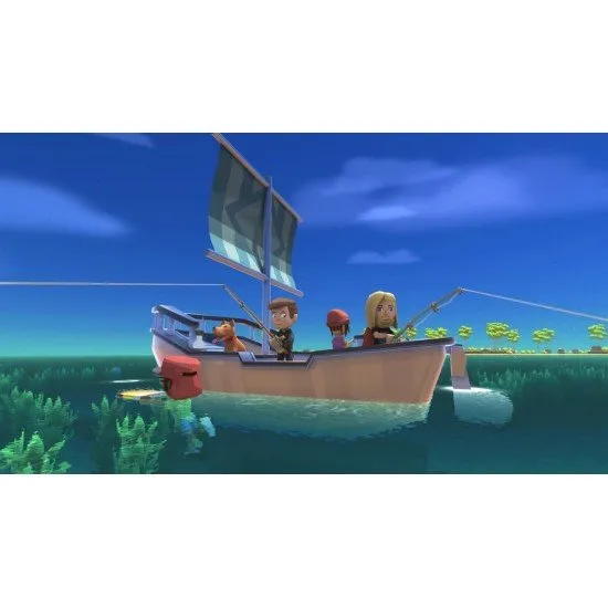 Dinkum Day-1 Edition Nintendo Switch game cover art showing a character in the Australian outback setting with farm animals and a town in the background