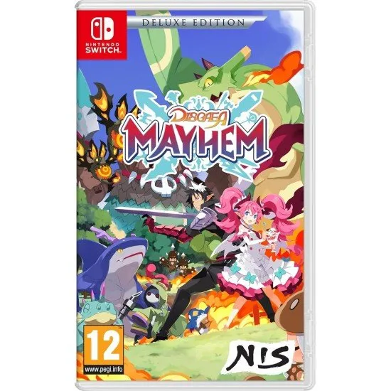 A mercenary character battling iconic Disgaea demons with explosive magic effects in an action-oriented combat scene