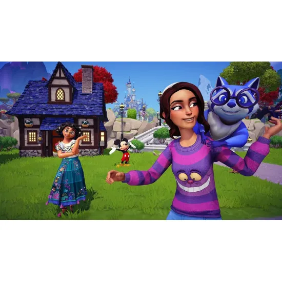 Nintendo Switch 2 game case and physical items for Disney Dreamlight Valley Cozy Edition showing Disney characters and poster
