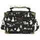 Disney Princess Crossbody Bag by Loungefly showing an all-over print of Cinderella, Snow White, Belle, and Sleeping Beauty with a faux leather bow