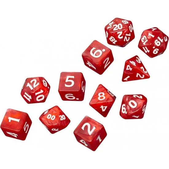 D&D Official Dice Set Wizards of the Coast Polyhedral Dice Dungeons & Dragons Official Dice Set box art showing a full set of 11 polyhedral dice