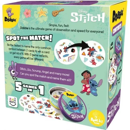 Dobble: Disney Lilo and Stitch special edition card game in Stitch-themed portable tin box