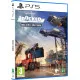 PlayStation 5 game case for Docked Deluxe Edition showing heavy cranes unloading cargo ships at a hurricane damaged port