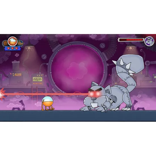 A PlayStation 5 game case showing the comic book hero Dog Man leaping forward with a goofy grin alongside Li'l Petey and the robot 80HD inside a colourful city