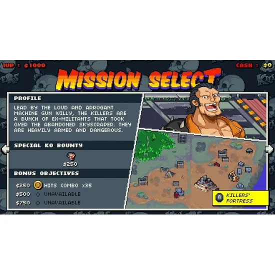 A Nintendo Switch retail box displaying retro style pixel art of Billy and Jimmy Lee alongside Marian and Uncle Matin striking combat poses against a neon city backdrop